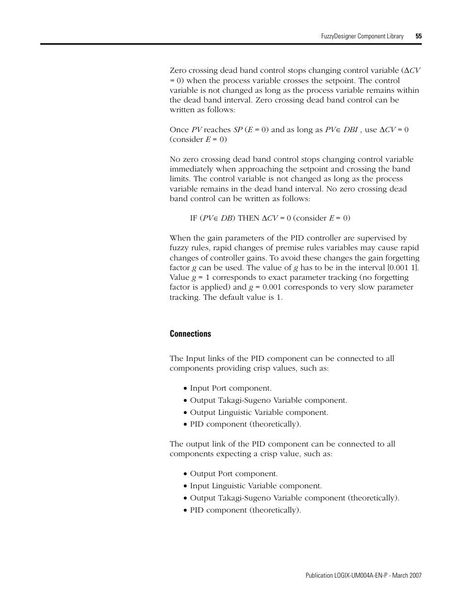 Connections | Rockwell Automation RSLogix 5000 Fuzzy Designer User Manual | Page 55 / 156