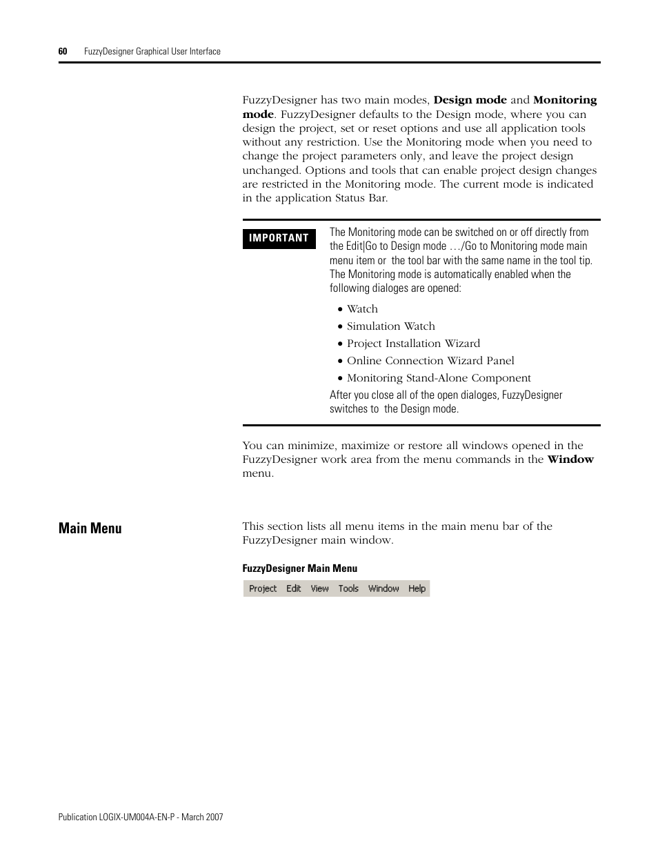 Main menu | Rockwell Automation RSLogix 5000 Fuzzy Designer User Manual | Page 60 / 156