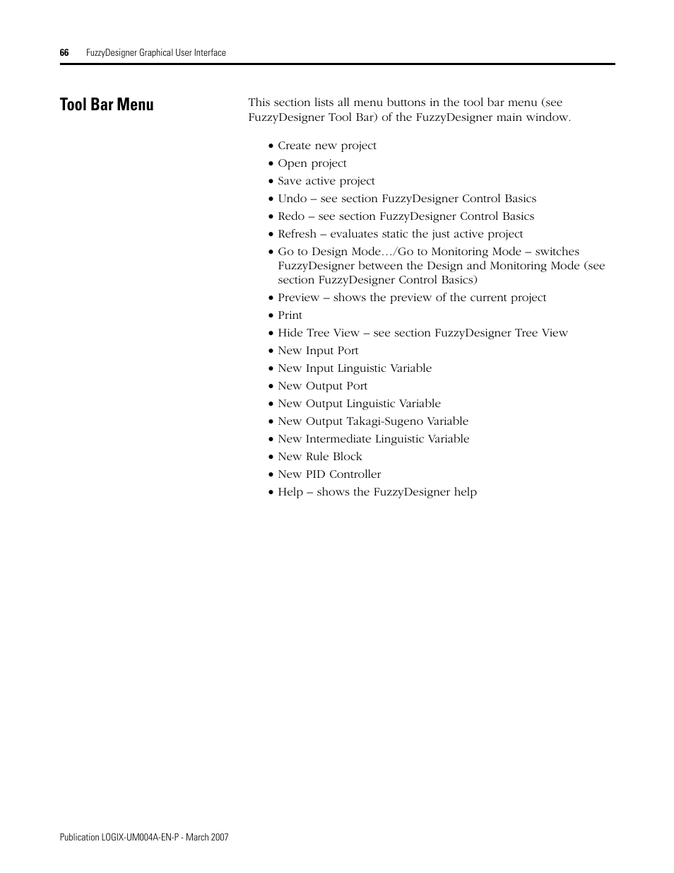 Tool bar menu | Rockwell Automation RSLogix 5000 Fuzzy Designer User Manual | Page 66 / 156