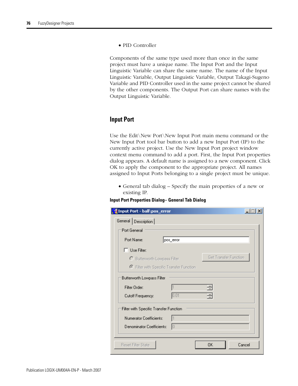 Input port, On input port | Rockwell Automation RSLogix 5000 Fuzzy Designer User Manual | Page 76 / 156