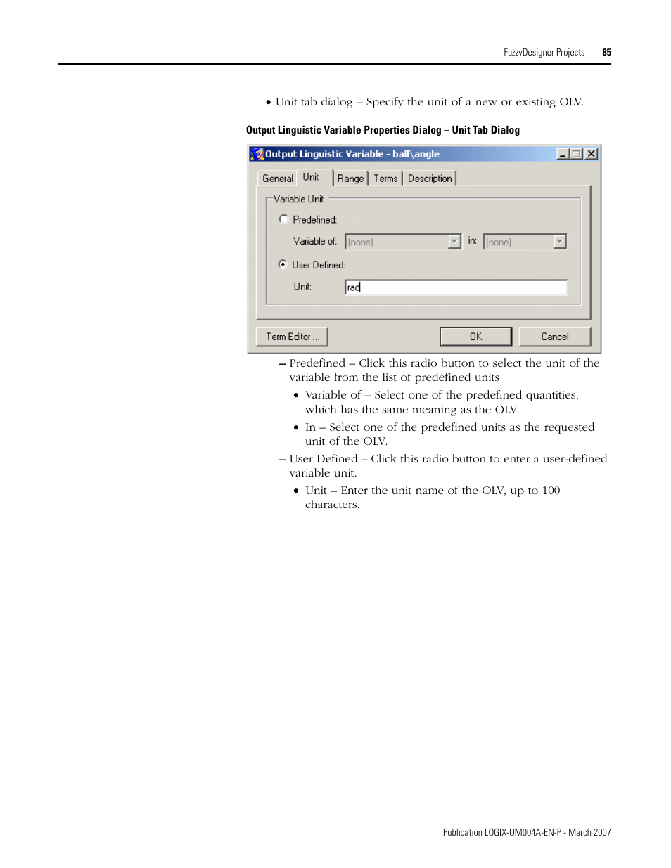 Rockwell Automation RSLogix 5000 Fuzzy Designer User Manual | Page 85 / 156