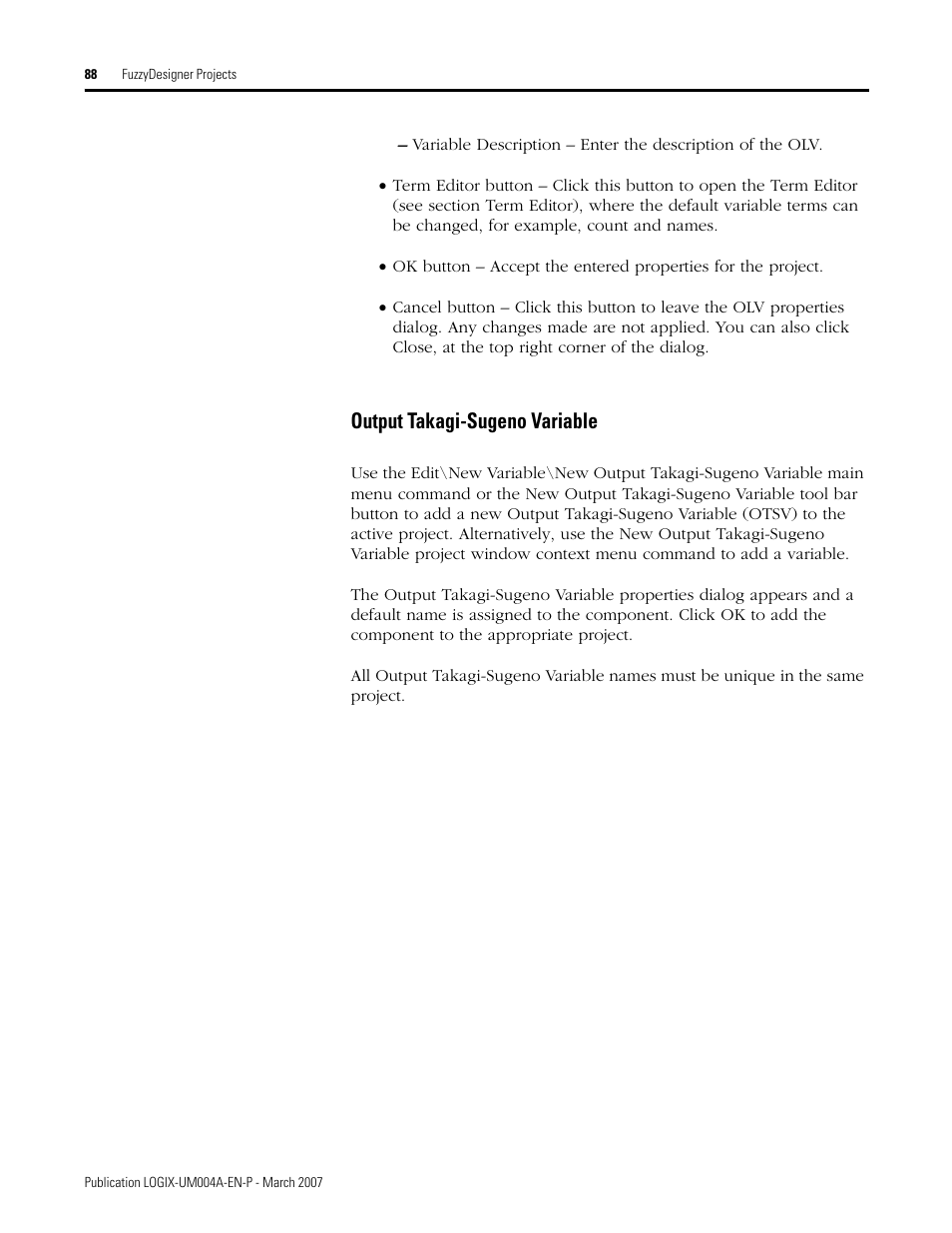 Output takagi-sugeno variable, N output, Takagi-sugeno variable | Rockwell Automation RSLogix 5000 Fuzzy Designer User Manual | Page 88 / 156