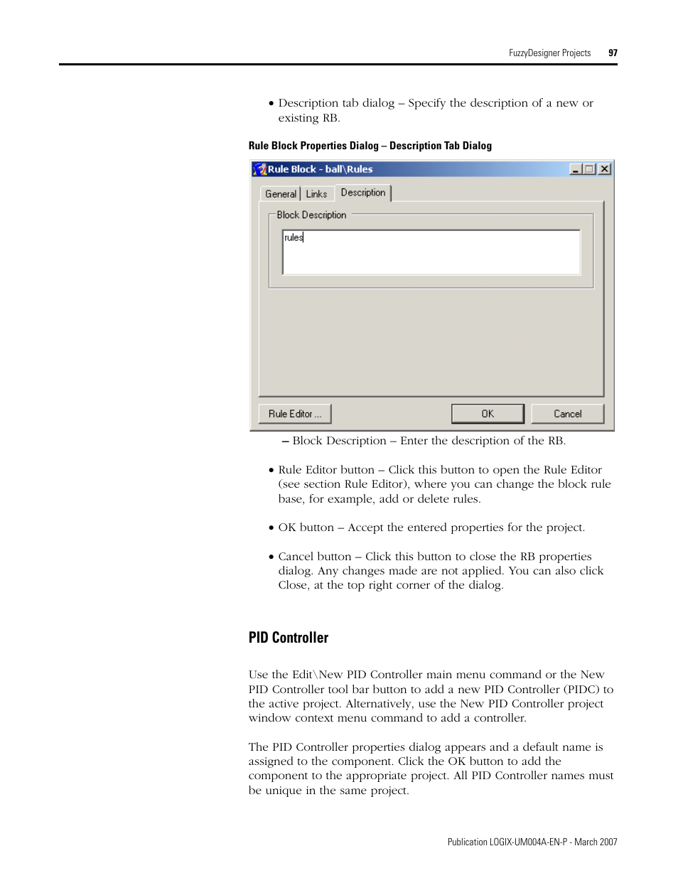 Pid controller | Rockwell Automation RSLogix 5000 Fuzzy Designer User Manual | Page 97 / 156