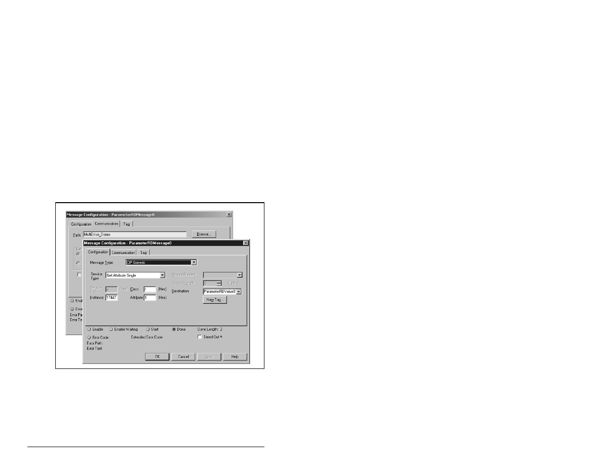 1 drive 0 explicit message example | Rockwell Automation MD65 EtherNet/IP Communication Module User Manual | Page 86 / 180