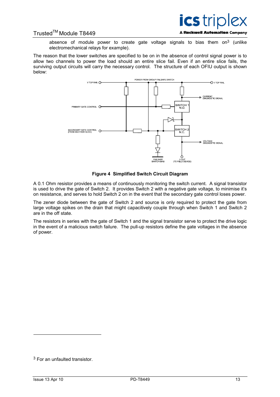 Figure 4 simplified switch circuit diagram, Trusted, Module t8449 | Rockwell Automation T8449 Trusted TMR 24V dc Valve Monitor Module - 40 Channel User Manual | Page 13 / 46