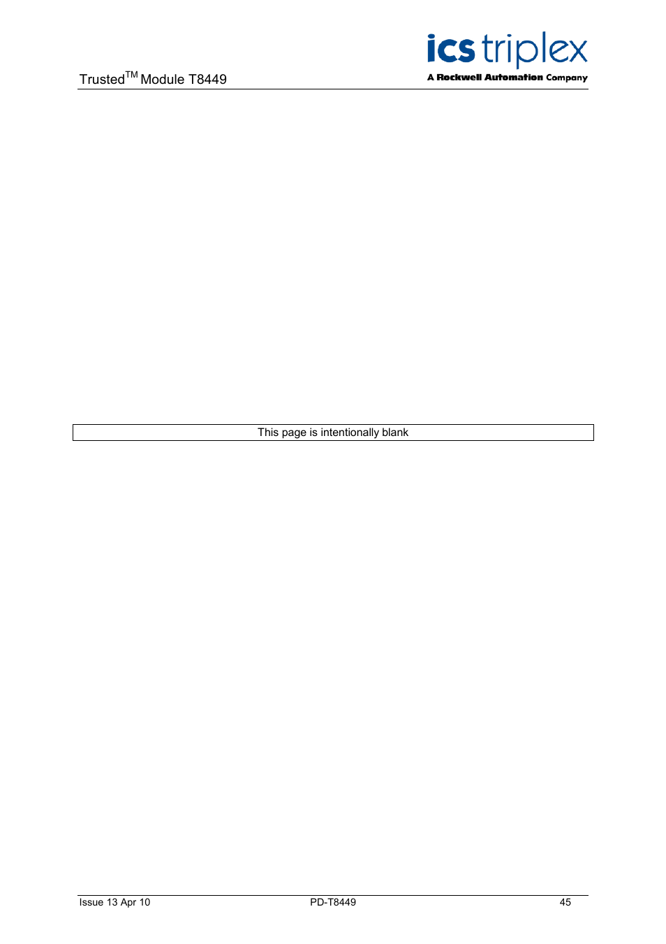 Trusted, Module t8449 | Rockwell Automation T8449 Trusted TMR 24V dc Valve Monitor Module - 40 Channel User Manual | Page 45 / 46