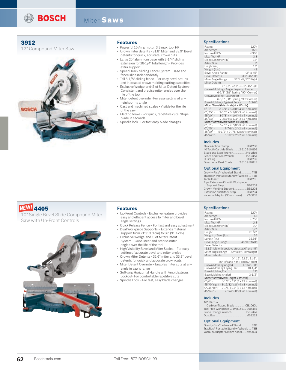 Saws, Miter, Features | 12" compound miter saw | Bosch 4100DG-09 User Manual | Page 10 / 52