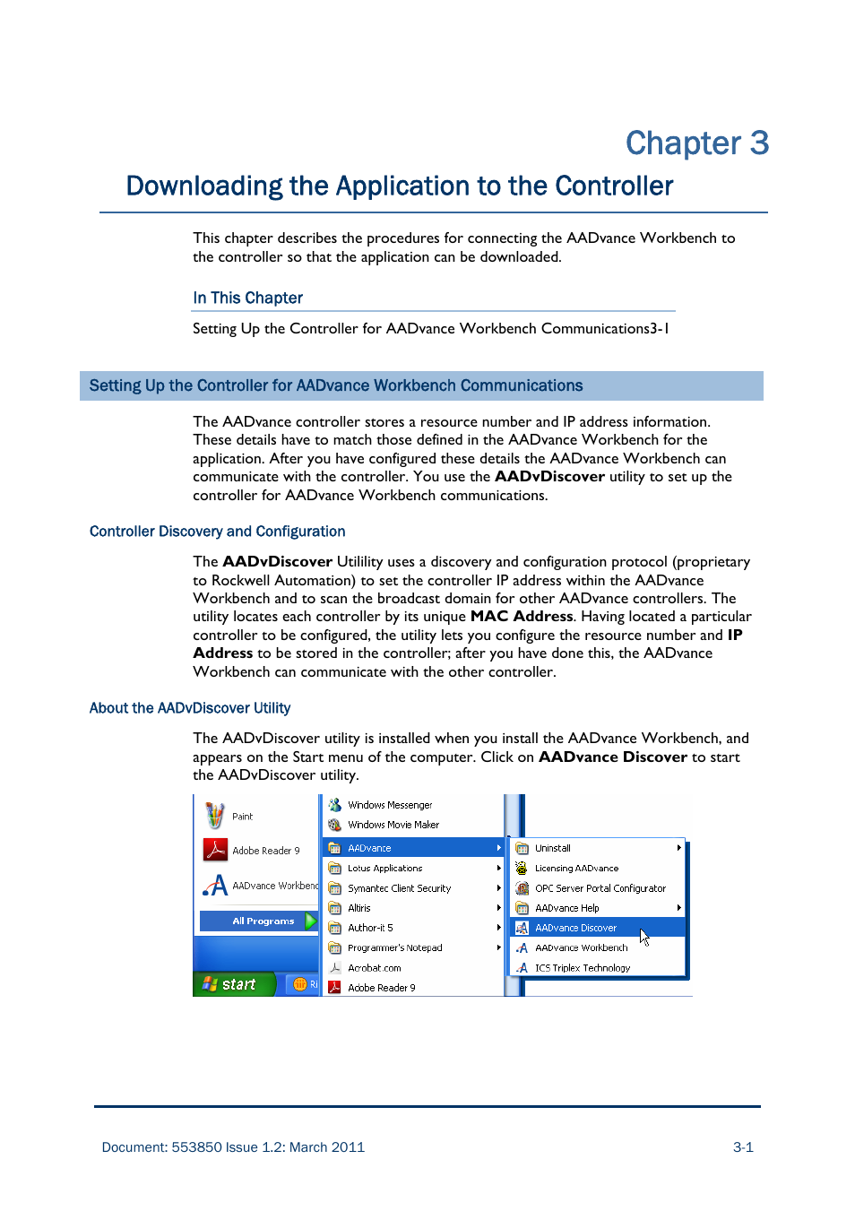 Chapter 3, Downloading the application to the controller | Rockwell Automation AADvance Controller Demo Unit User Manual | Page 29 / 100