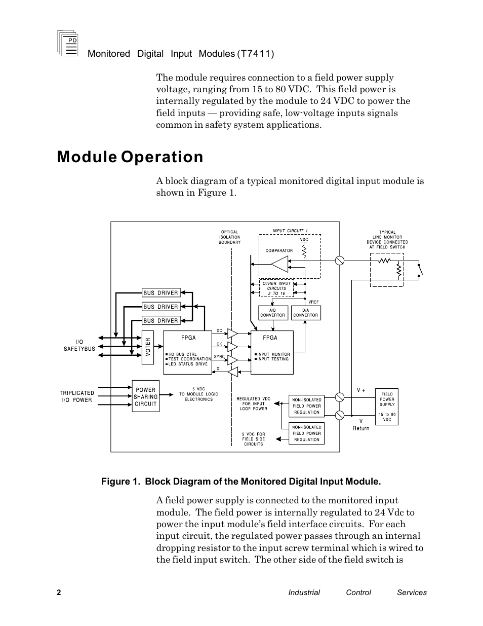 Module operation | Rockwell Automation T7411 ICS Regent+Plus Monitored Digital Input Modules 24VDC User Manual | Page 2 / 23