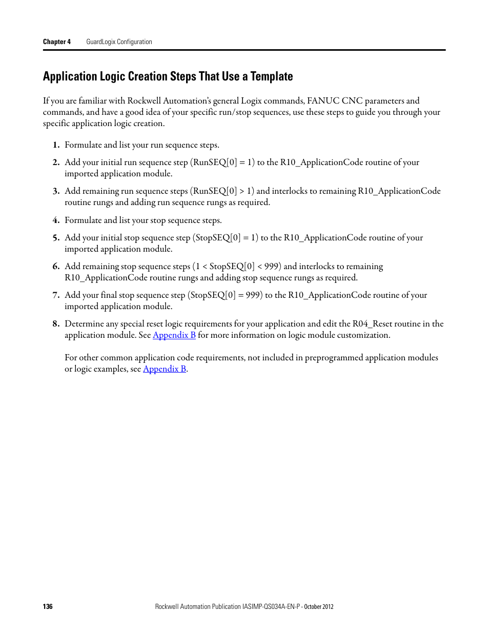 Application logic creation steps, That use a template | Rockwell Automation IASIMP Computer Numerical Control (CNC) Machining Accelerator Toolkit Quick Start User Manual | Page 136 / 278