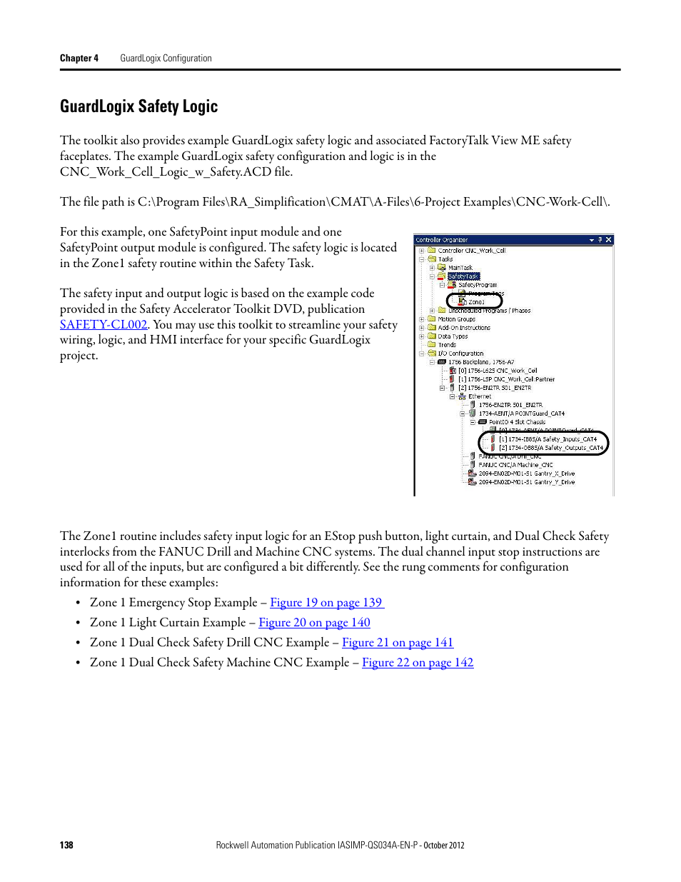 Guardlogix safety logic | Rockwell Automation IASIMP Computer Numerical Control (CNC) Machining Accelerator Toolkit Quick Start User Manual | Page 138 / 278