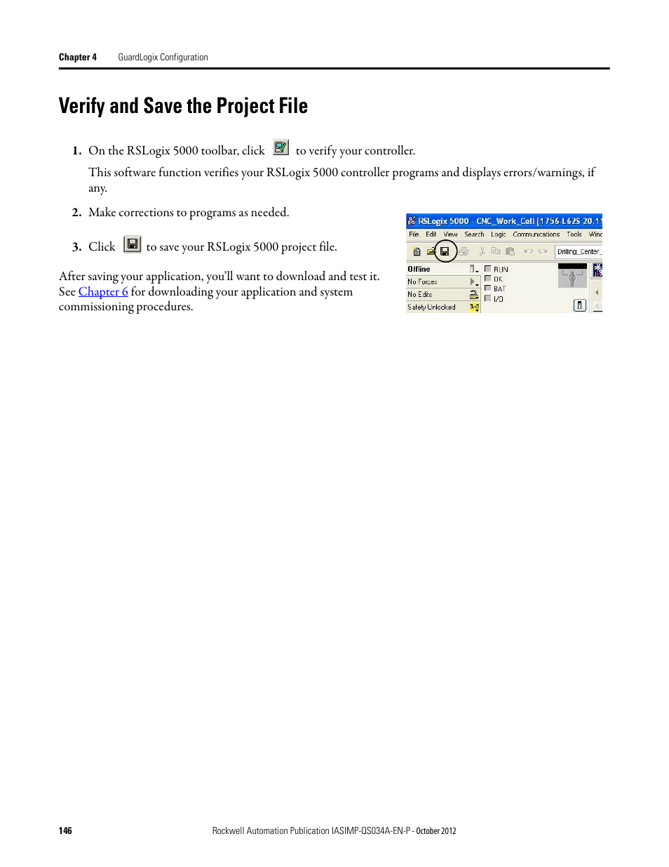 Verify and save the project file | Rockwell Automation IASIMP Computer Numerical Control (CNC) Machining Accelerator Toolkit Quick Start User Manual | Page 146 / 278