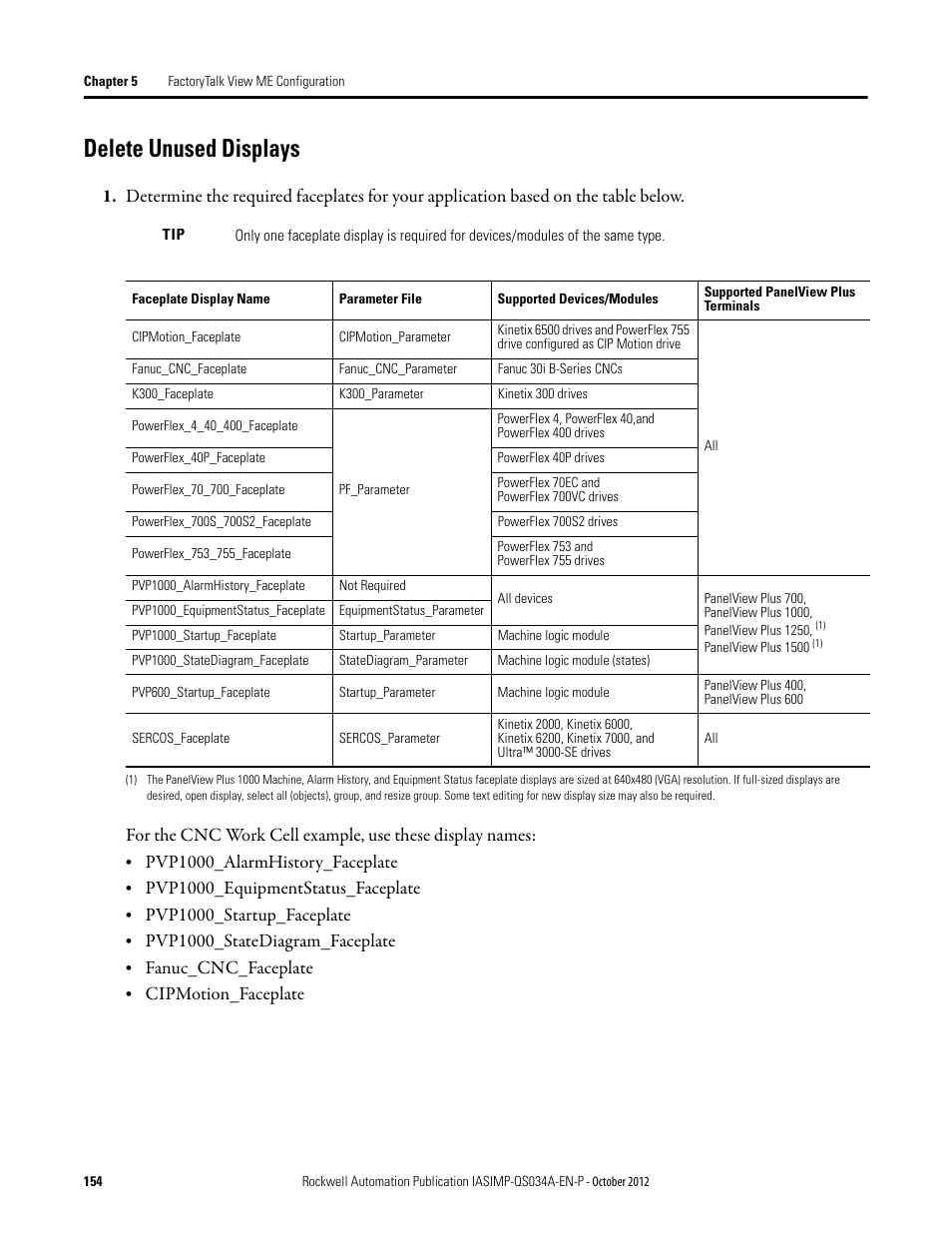 Delete unused displays | Rockwell Automation IASIMP Computer Numerical Control (CNC) Machining Accelerator Toolkit Quick Start User Manual | Page 154 / 278