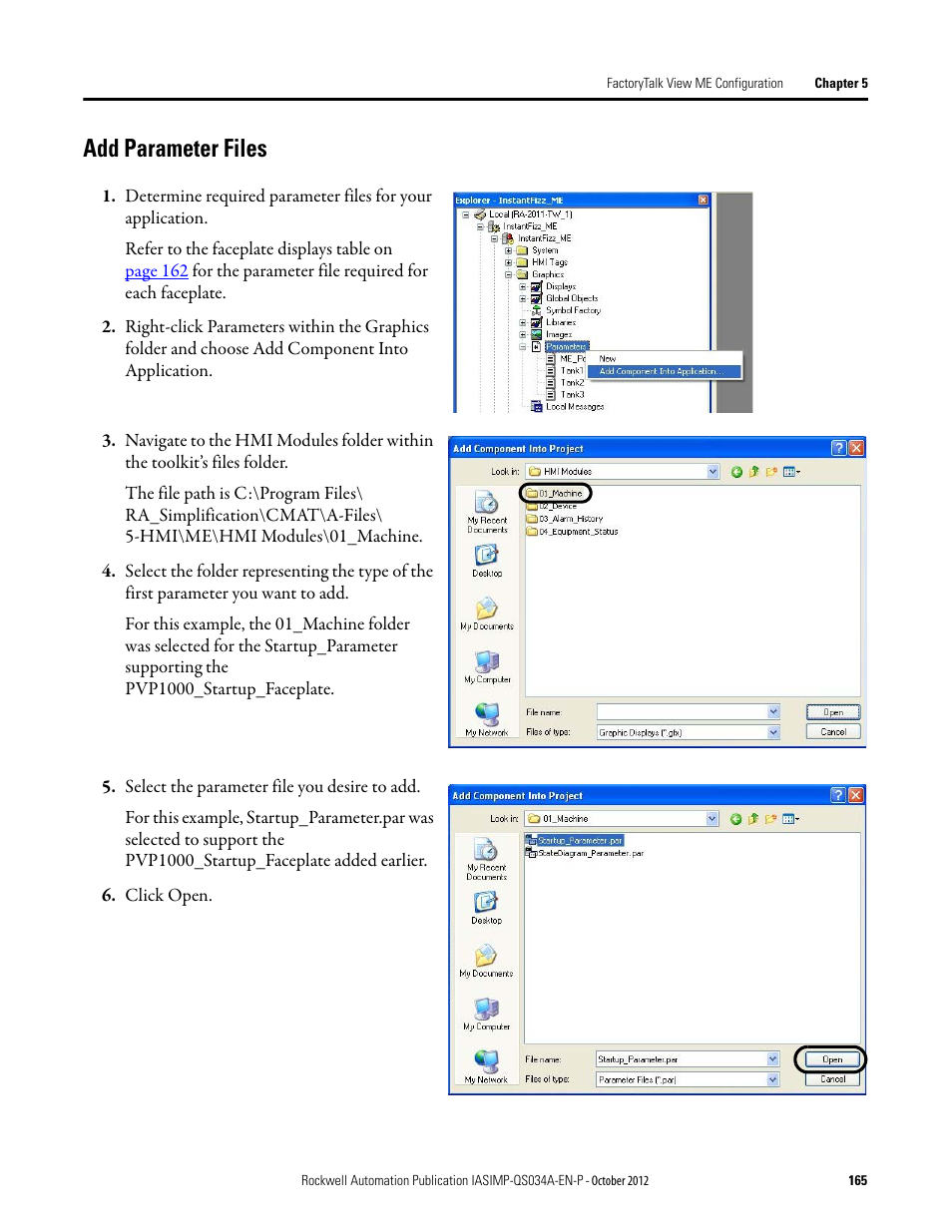 Add parameter files | Rockwell Automation IASIMP Computer Numerical Control (CNC) Machining Accelerator Toolkit Quick Start User Manual | Page 165 / 278