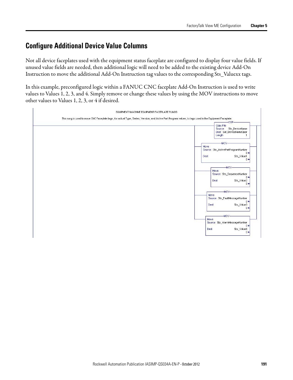 Configure additional device value columns | Rockwell Automation IASIMP Computer Numerical Control (CNC) Machining Accelerator Toolkit Quick Start User Manual | Page 191 / 278
