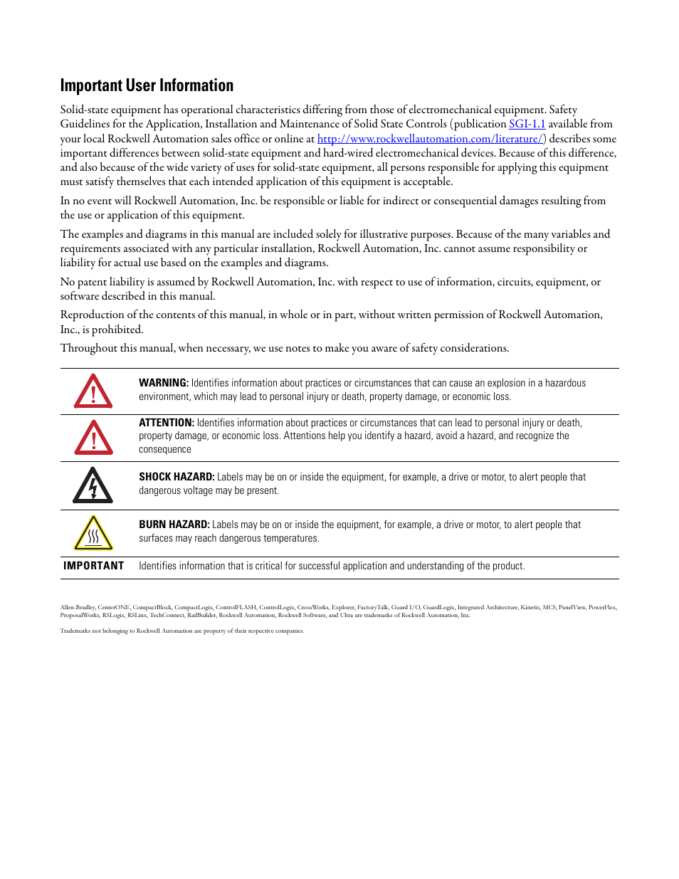 Important user information | Rockwell Automation IASIMP Computer Numerical Control (CNC) Machining Accelerator Toolkit Quick Start User Manual | Page 2 / 278