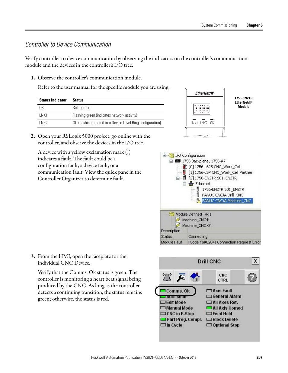 Controller to device communication | Rockwell Automation IASIMP Computer Numerical Control (CNC) Machining Accelerator Toolkit Quick Start User Manual | Page 207 / 278