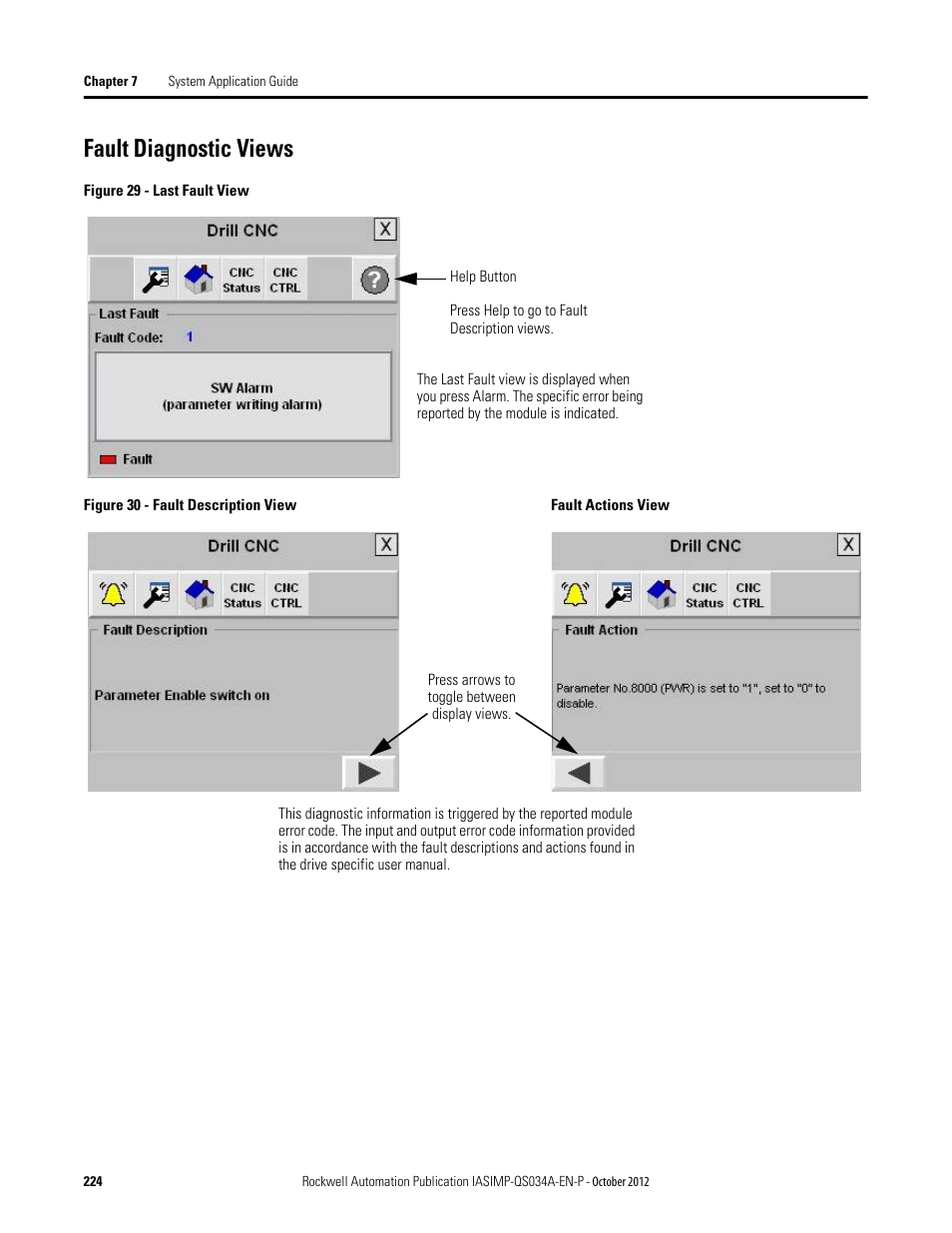 Fault diagnostic views | Rockwell Automation IASIMP Computer Numerical Control (CNC) Machining Accelerator Toolkit Quick Start User Manual | Page 224 / 278