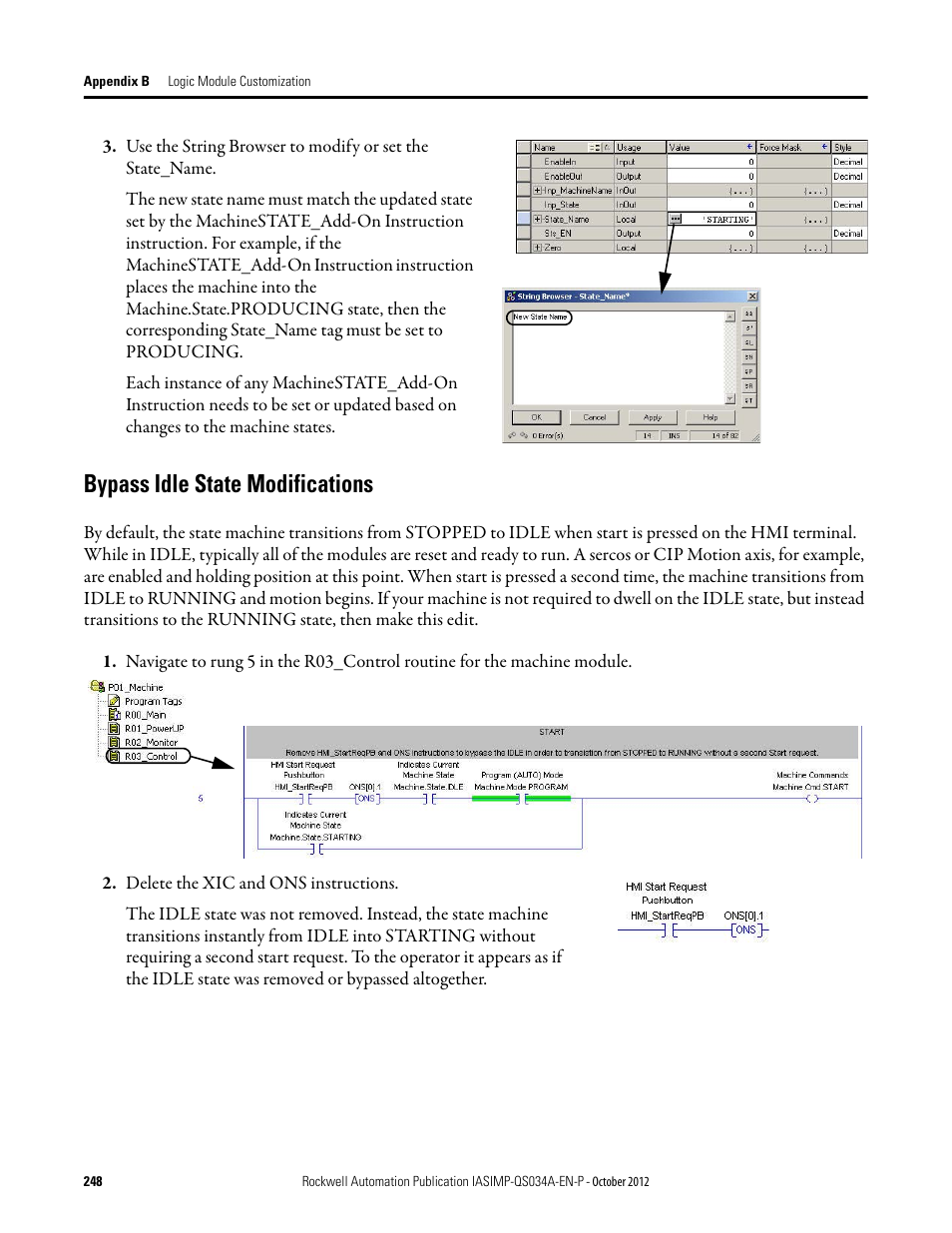 Bypass idle state modifications | Rockwell Automation IASIMP Computer Numerical Control (CNC) Machining Accelerator Toolkit Quick Start User Manual | Page 248 / 278