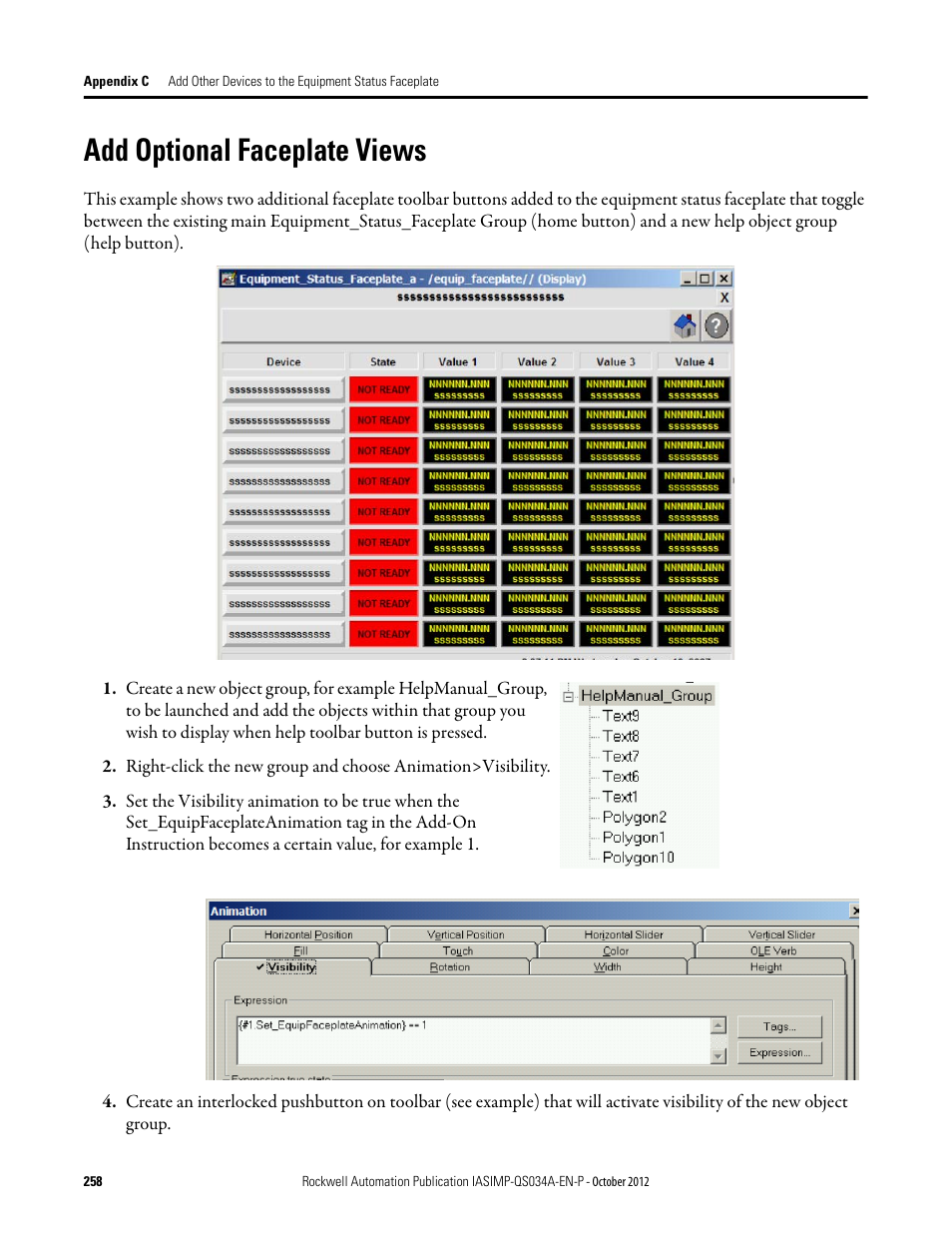 Add optional faceplate views | Rockwell Automation IASIMP Computer Numerical Control (CNC) Machining Accelerator Toolkit Quick Start User Manual | Page 258 / 278