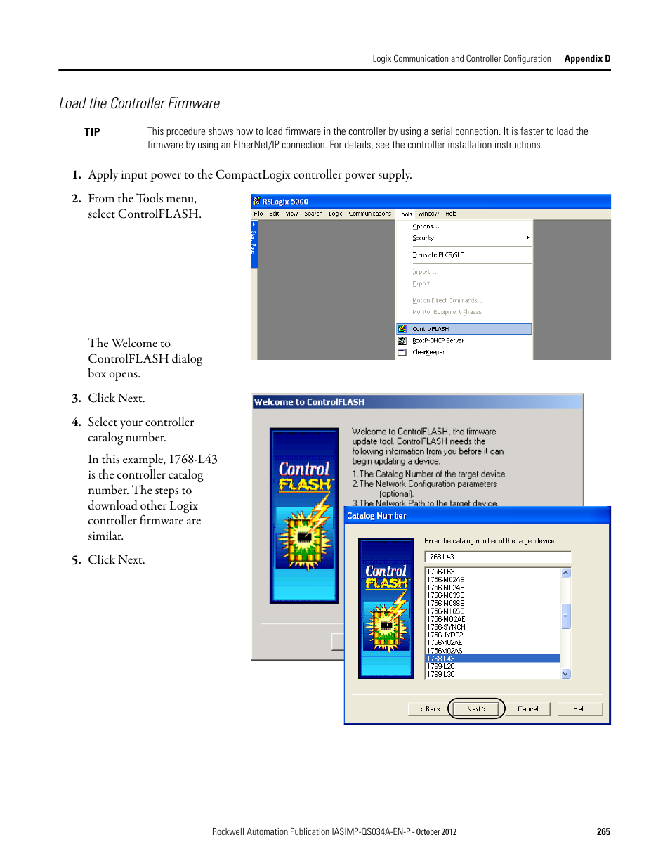 Load the controller firmware | Rockwell Automation IASIMP Computer Numerical Control (CNC) Machining Accelerator Toolkit Quick Start User Manual | Page 265 / 278