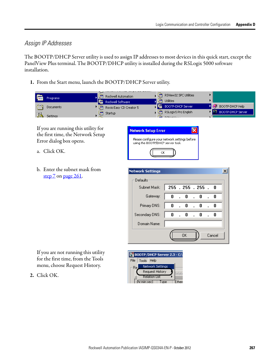 Assign ip addresses | Rockwell Automation IASIMP Computer Numerical Control (CNC) Machining Accelerator Toolkit Quick Start User Manual | Page 267 / 278