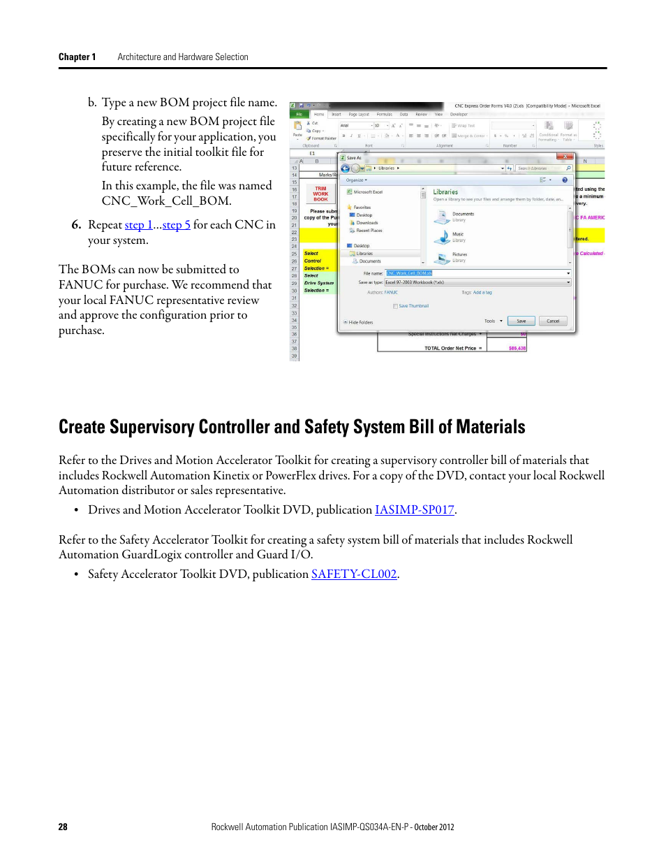 Create supervisory, Controller and safety, System bill of materials | Rockwell Automation IASIMP Computer Numerical Control (CNC) Machining Accelerator Toolkit Quick Start User Manual | Page 28 / 278