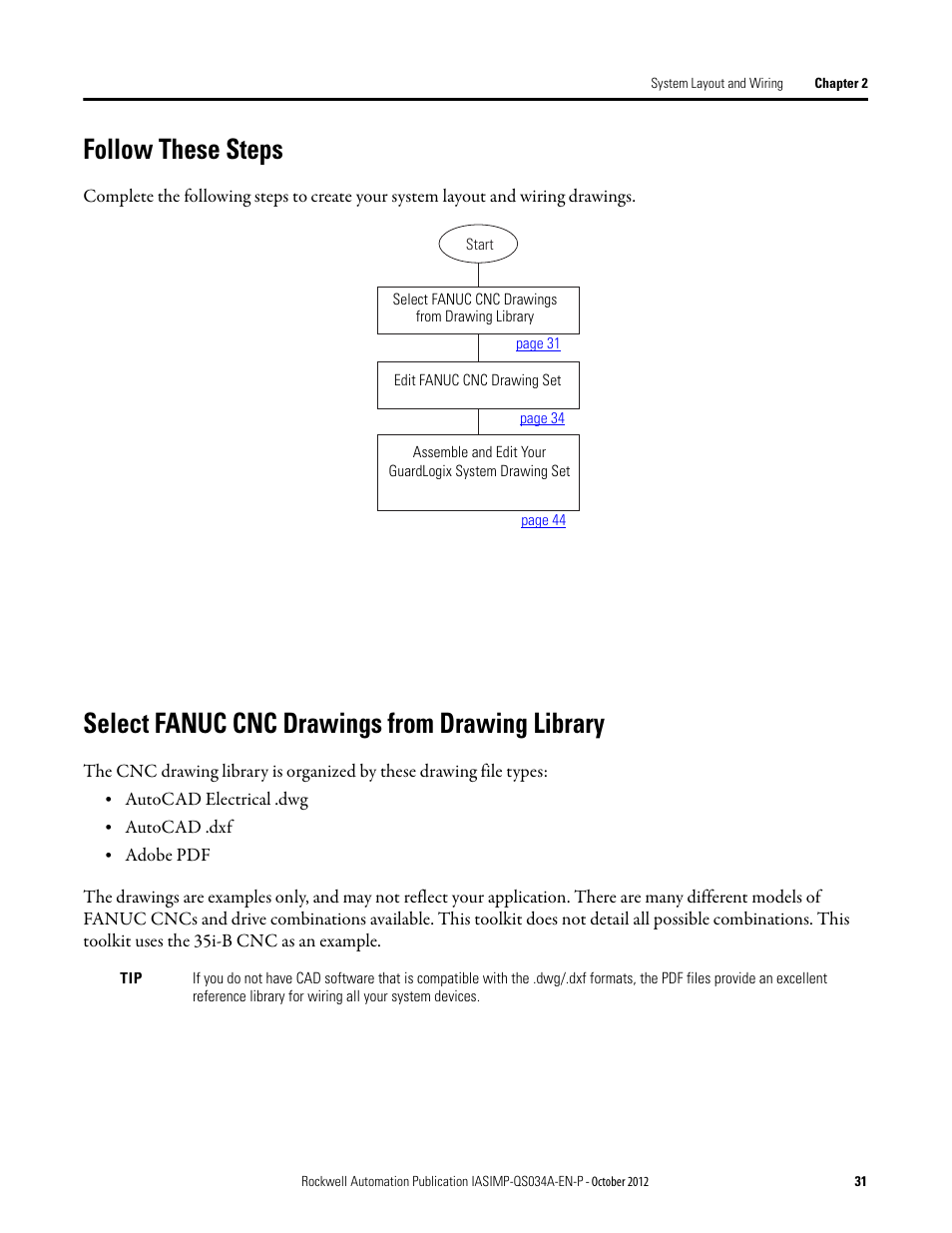 Follow these steps, Select fanuc cnc drawings from drawing library | Rockwell Automation IASIMP Computer Numerical Control (CNC) Machining Accelerator Toolkit Quick Start User Manual | Page 31 / 278