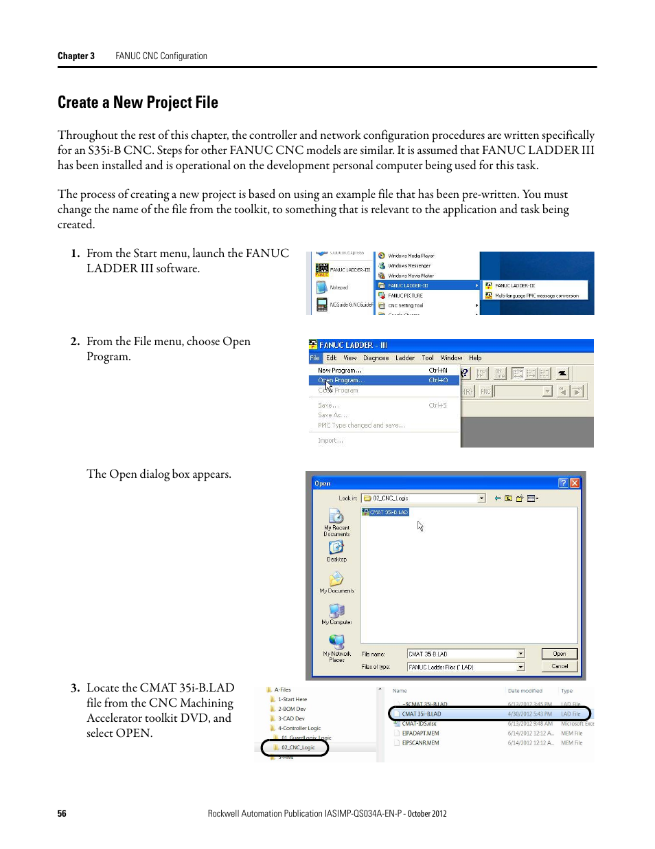 Create a new project file | Rockwell Automation IASIMP Computer Numerical Control (CNC) Machining Accelerator Toolkit Quick Start User Manual | Page 56 / 278