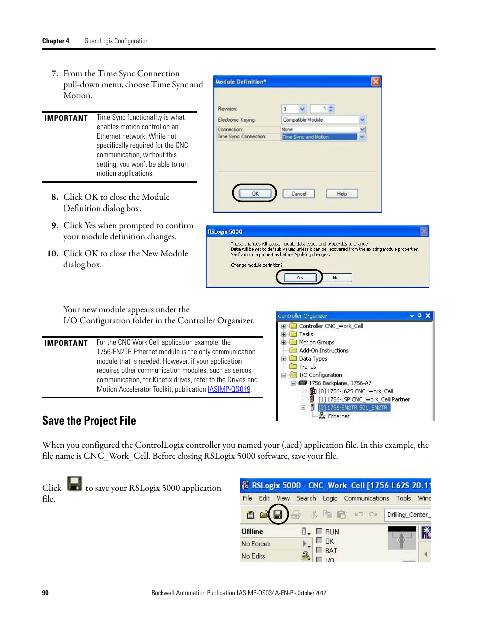 Save the project file | Rockwell Automation IASIMP Computer Numerical Control (CNC) Machining Accelerator Toolkit Quick Start User Manual | Page 90 / 278
