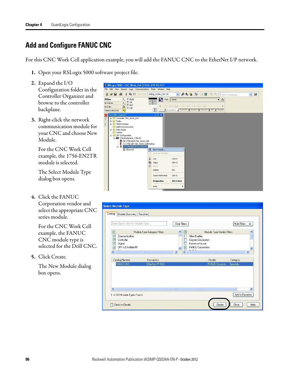 Add and configure fanuc cnc | Rockwell Automation IASIMP Computer Numerical Control (CNC) Machining Accelerator Toolkit Quick Start User Manual | Page 96 / 278