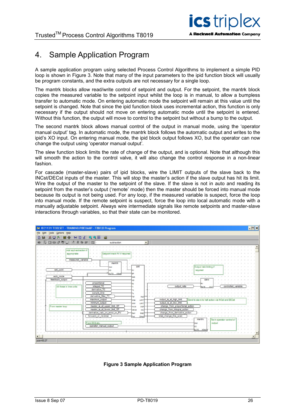 Sample application program | Rockwell Automation T8019 Trusted Process Control Algorithm Software Package User Manual | Page 26 / 28