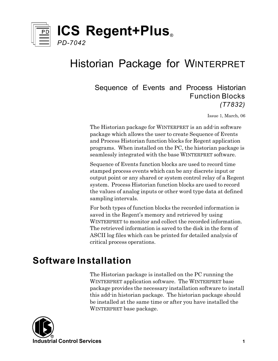 Rockwell Automation T7832 ICS Regent+Plus Historian Packages for Winterpret User Manual | 42 pages