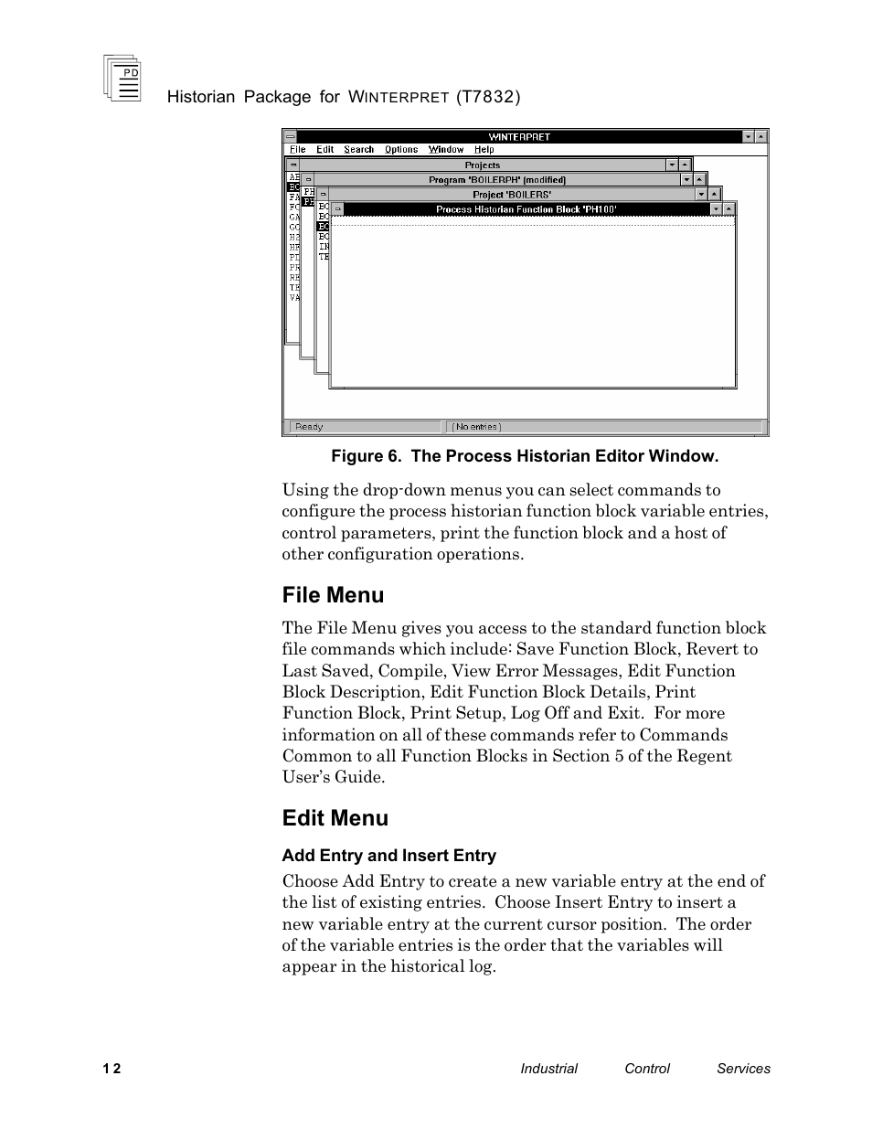 File menu, Edit menu | Rockwell Automation T7832 ICS Regent+Plus Historian Packages for Winterpret User Manual | Page 12 / 42