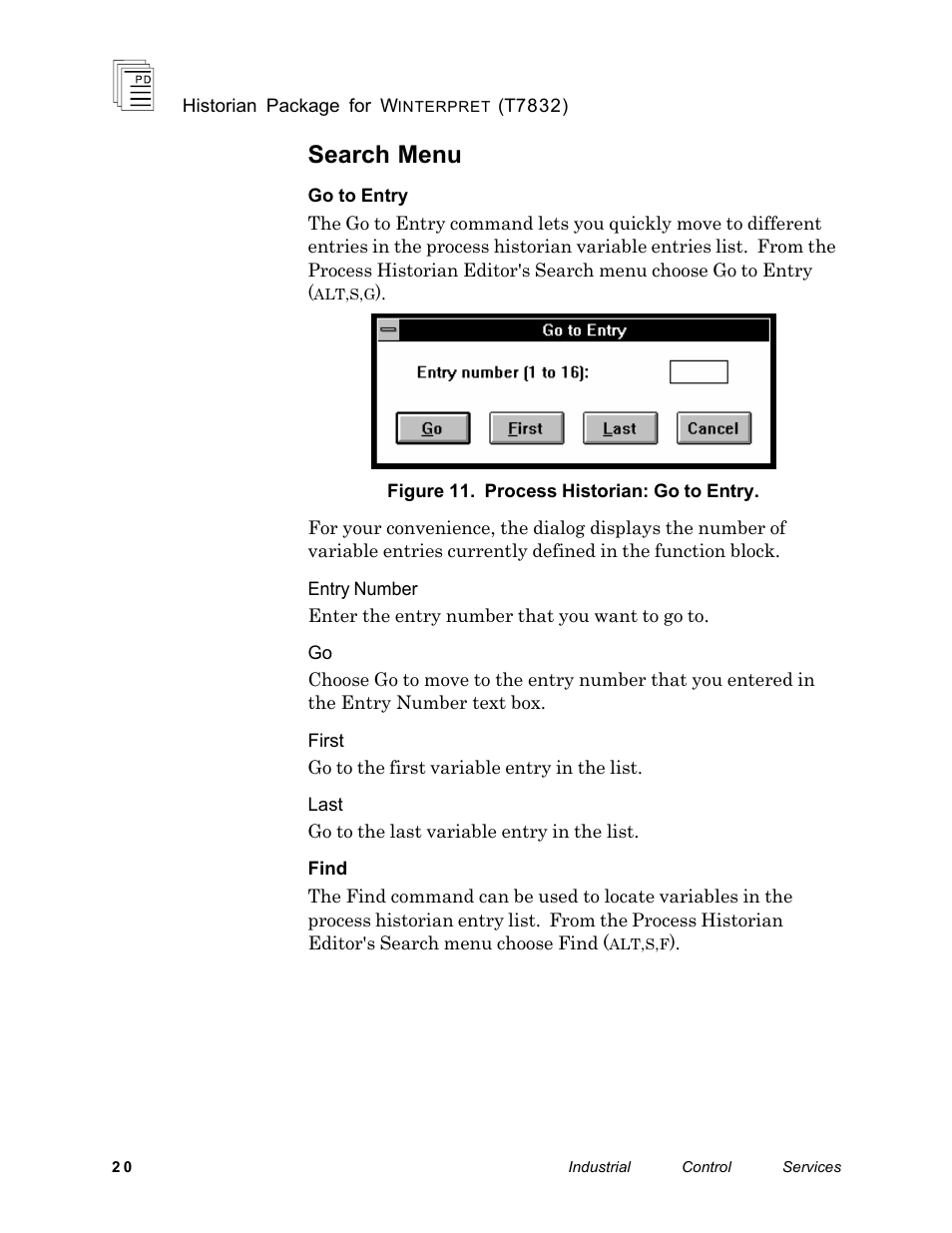 Search menu | Rockwell Automation T7832 ICS Regent+Plus Historian Packages for Winterpret User Manual | Page 20 / 42