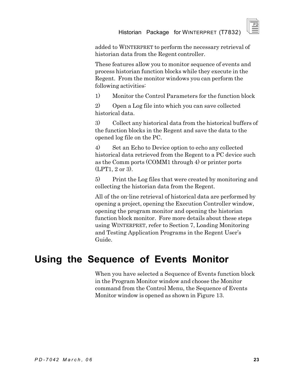 Using the sequence of events monitor | Rockwell Automation T7832 ICS Regent+Plus Historian Packages for Winterpret User Manual | Page 23 / 42