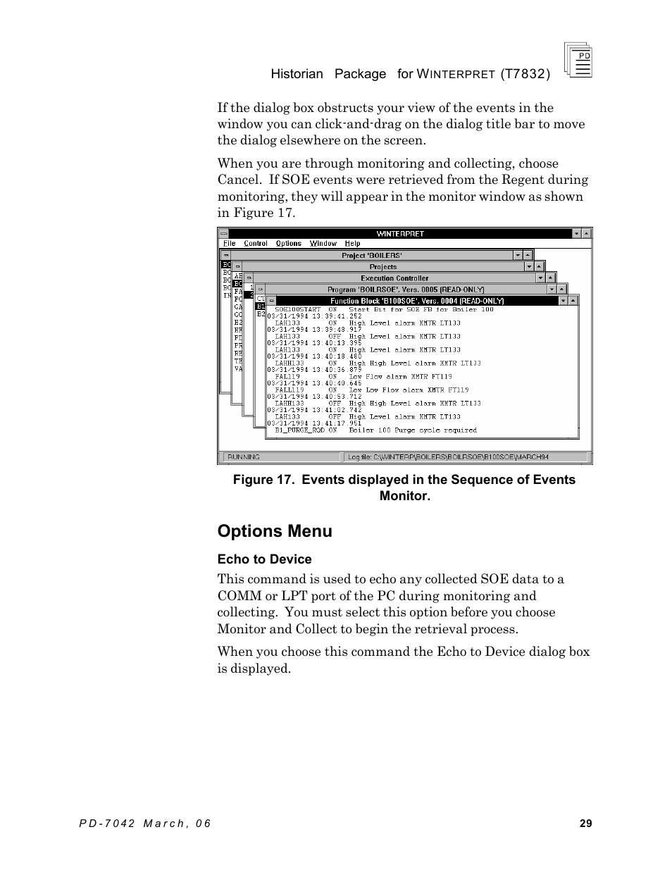 Options menu | Rockwell Automation T7832 ICS Regent+Plus Historian Packages for Winterpret User Manual | Page 29 / 42