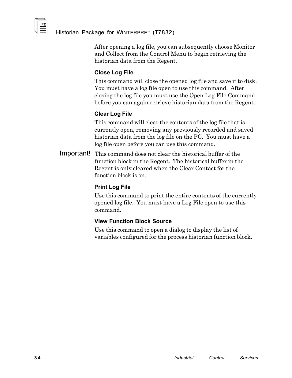 Important | Rockwell Automation T7832 ICS Regent+Plus Historian Packages for Winterpret User Manual | Page 34 / 42