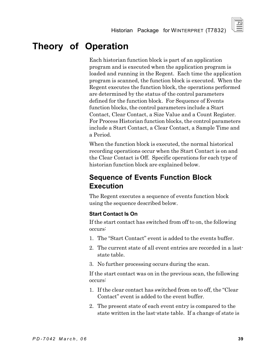 Theory of operation, Sequence of events function block execution | Rockwell Automation T7832 ICS Regent+Plus Historian Packages for Winterpret User Manual | Page 39 / 42