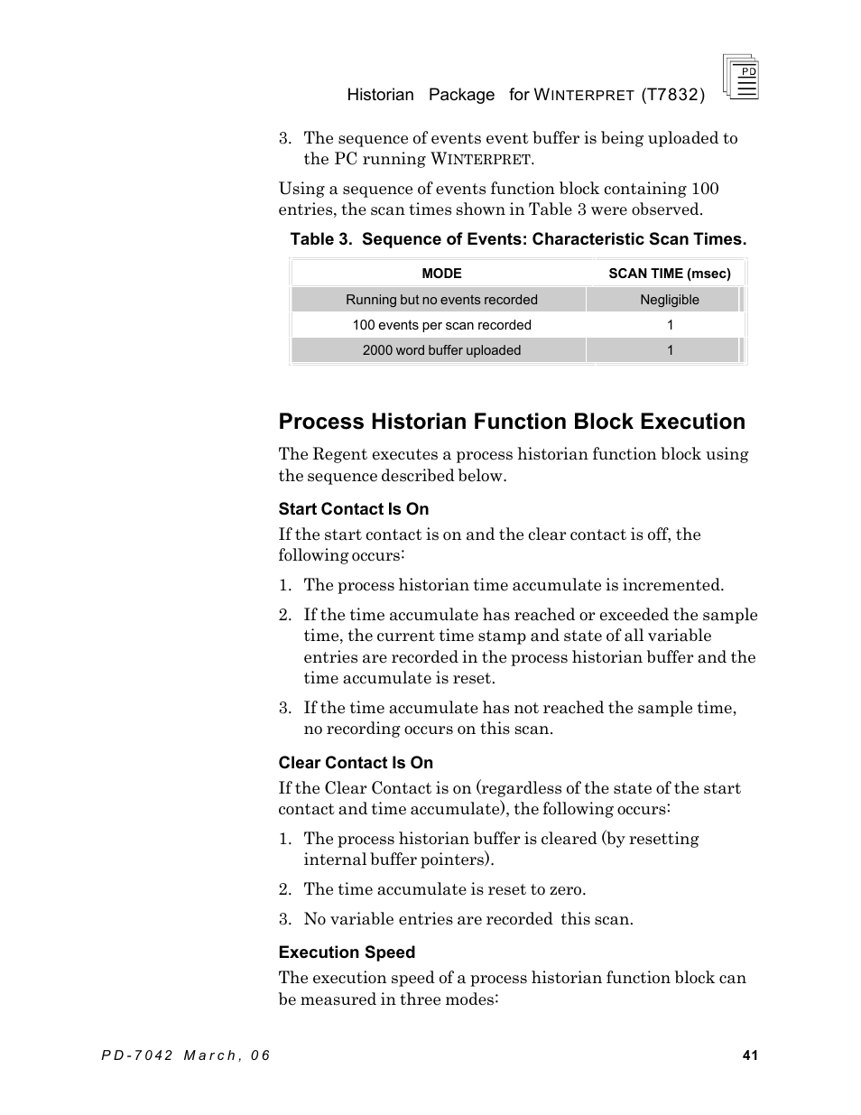 Process historian function block execution | Rockwell Automation T7832 ICS Regent+Plus Historian Packages for Winterpret User Manual | Page 41 / 42