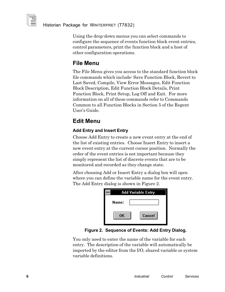 File menu, Edit menu | Rockwell Automation T7832 ICS Regent+Plus Historian Packages for Winterpret User Manual | Page 6 / 42