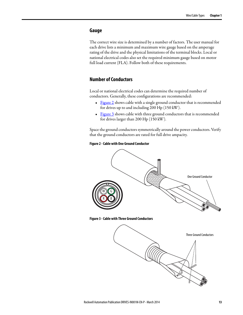 Gauge, Number of conductors, Gauge number of conductors | Rockwell Automation 1336T Wiring and Grounding Guide, (PWM) AC Drives User Manual | Page 13 / 144