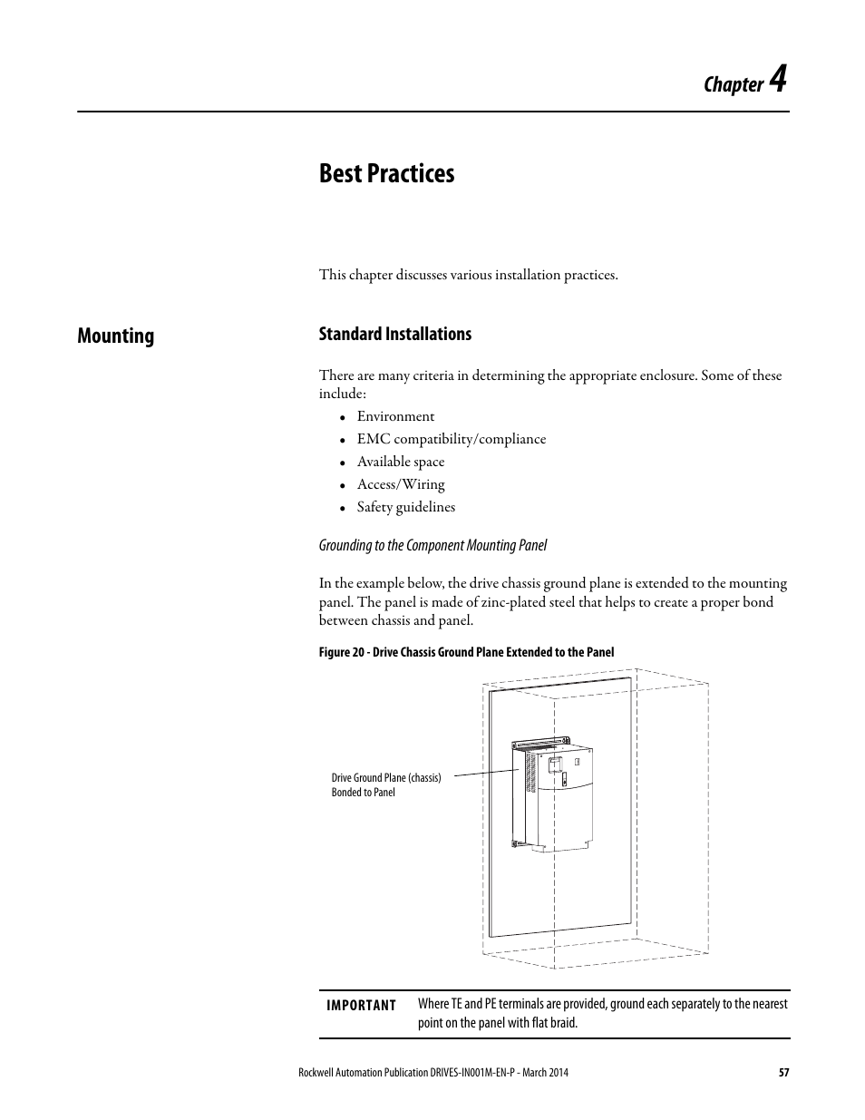 Best practices, Mounting, Standard installations | Chapter 4, Chapter | Rockwell Automation 1336T Wiring and Grounding Guide, (PWM) AC Drives User Manual | Page 57 / 144