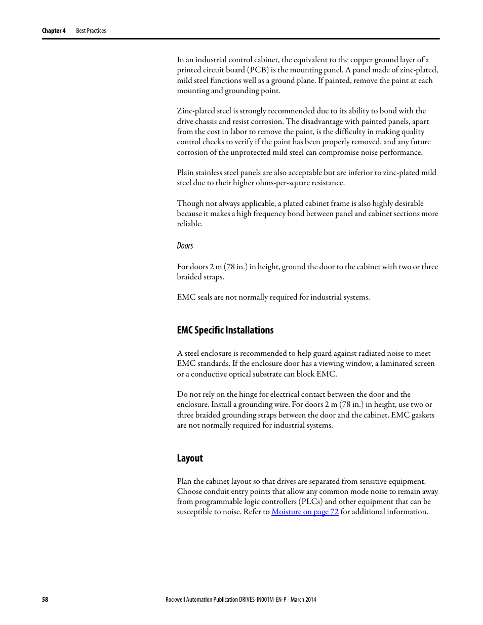 Emc specific installations, Layout, Emc specific installations layout | Rockwell Automation 1336T Wiring and Grounding Guide, (PWM) AC Drives User Manual | Page 58 / 144