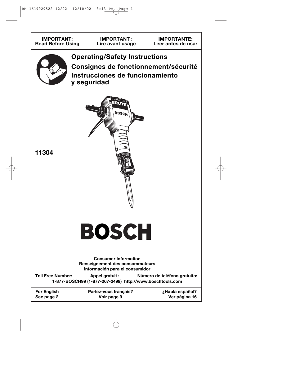 Bosch 11304 User Manual | 24 pages