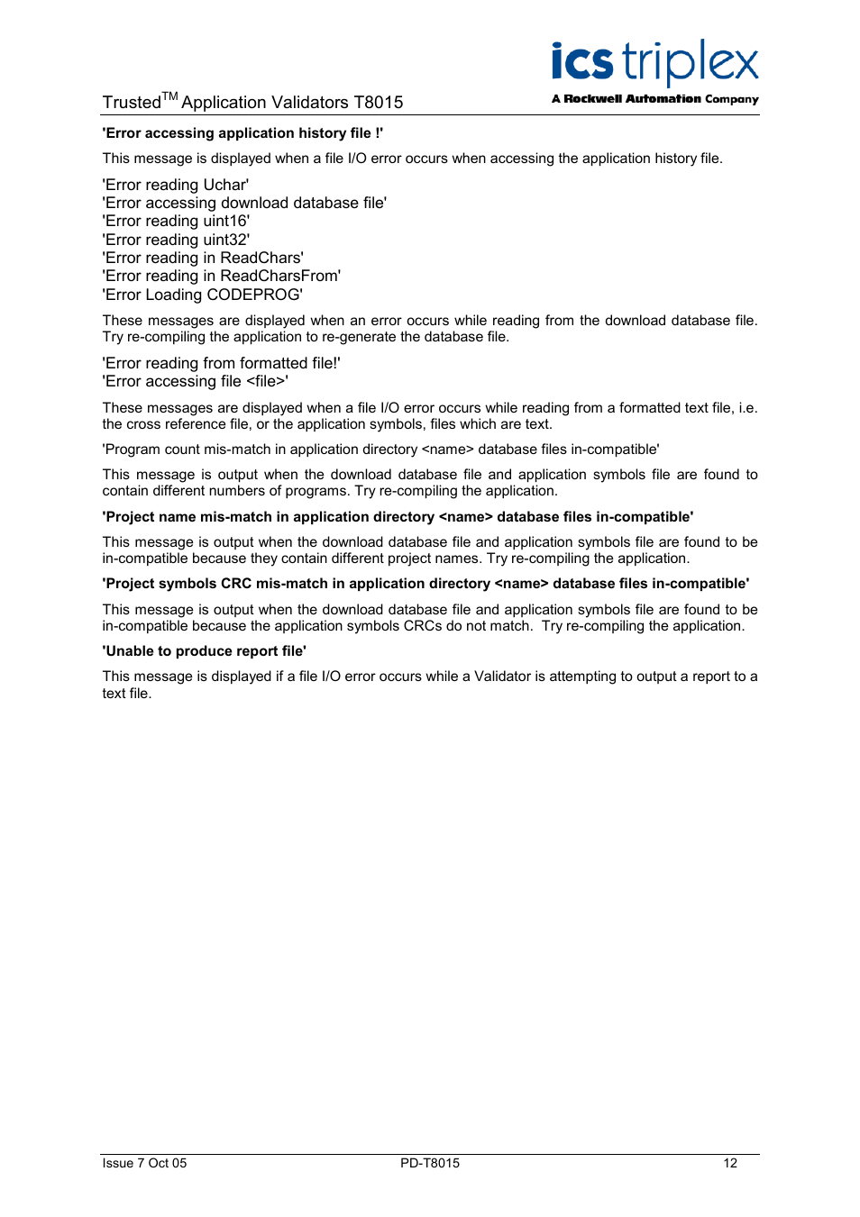 Trusted, Application validators t8015 | Rockwell Automation T8015 Trusted Toolset Application Validator Software Package User Manual | Page 12 / 14