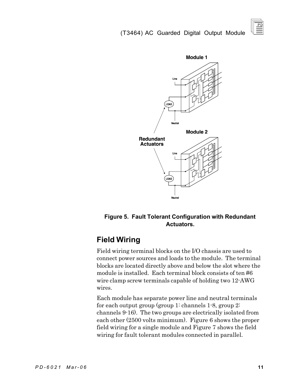 Field wiring | Rockwell Automation T3464 ICS Regent AC Guarded Digital Output Module User Manual | Page 11 / 22