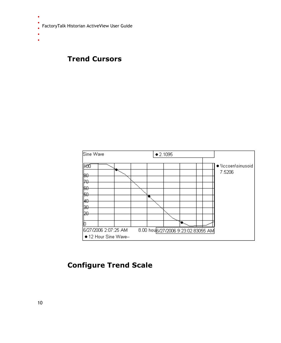 Trend cursors, Configure trend scale, E 10) | Rockwell Automation FactoryTalk Historian SE ActiveView 3.2 User Guide User Manual | Page 18 / 101