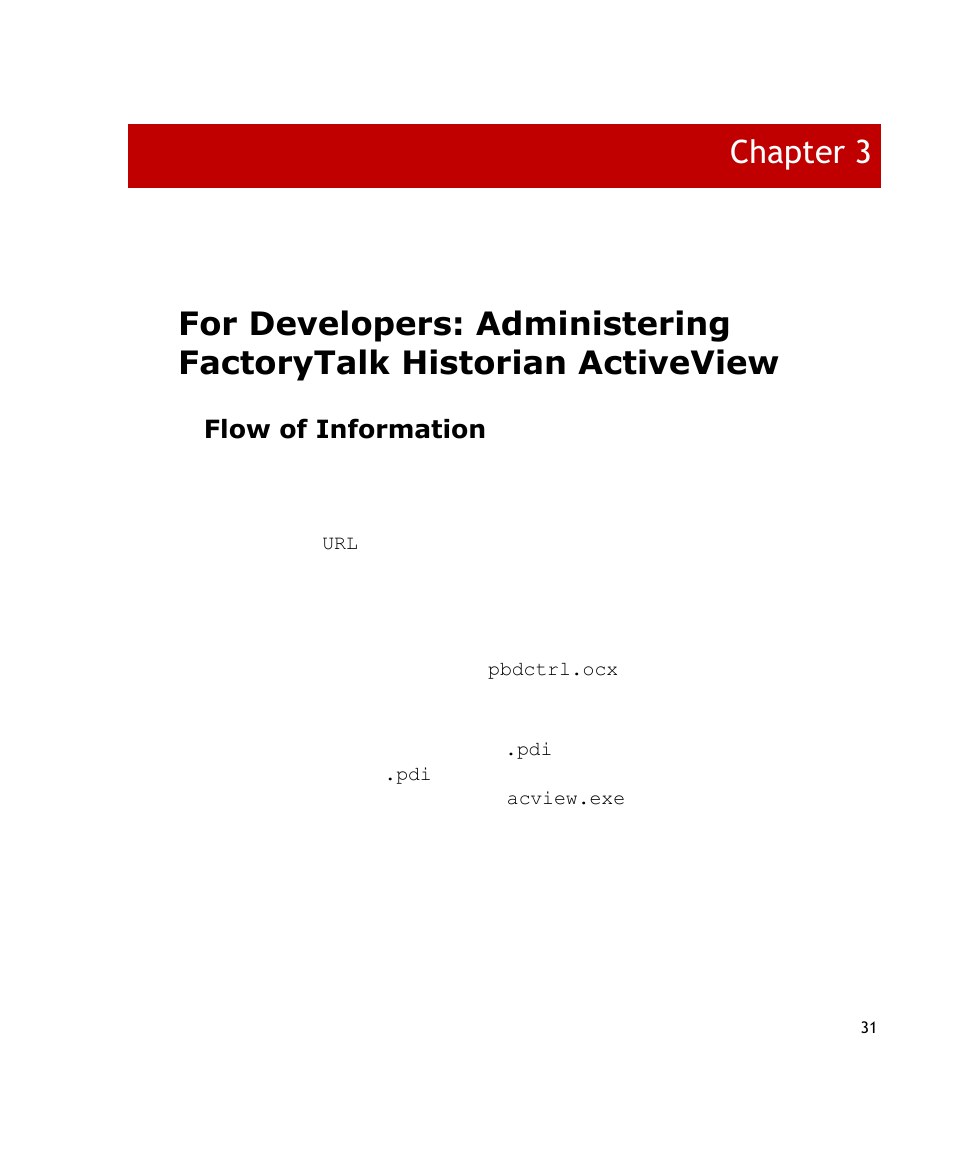 Flow of information, Chapter 3 | Rockwell Automation FactoryTalk Historian SE ActiveView 3.2 User Guide User Manual | Page 39 / 101