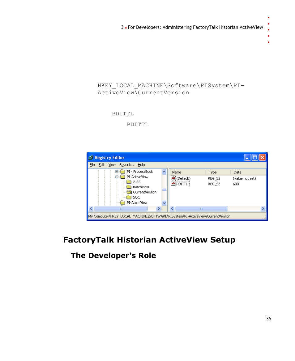 Factorytalk historian activeview setup, The developer's role | Rockwell Automation FactoryTalk Historian SE ActiveView 3.2 User Guide User Manual | Page 43 / 101